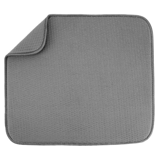 S&T INC. Dish Drying Mat, 16” x 18”, Absorbent Microfiber Kitchen Counter Mat, Drying Pad for Dishes, Utensils, Pots and Pans, Large, Diamond Texture, Grey