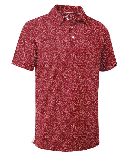 SWISSWELL Mens Golf Shirt Short Sleeve Moisture Wicking Print Polo Shirts for Men Performance Summer Tshirt Red L
