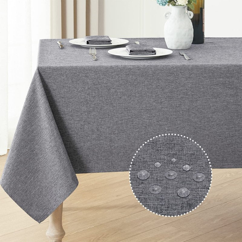Veblandy Rectangle Tablecloth Linen Textured Waterproof & Stain Resistant Table Cloth Wrinkle Free Decorative Fabric Farmhouse Table Cover for Dining/Party/Buffet/Wedding, 60 x 120 Inch, Dark Grey