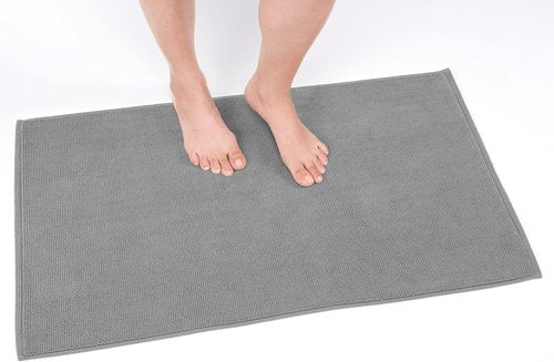 Cotton Paradise 100% Cotton Bath Mat - Soft, Absorbent, Quick-Dry | 17x24 Inch, Light Grey