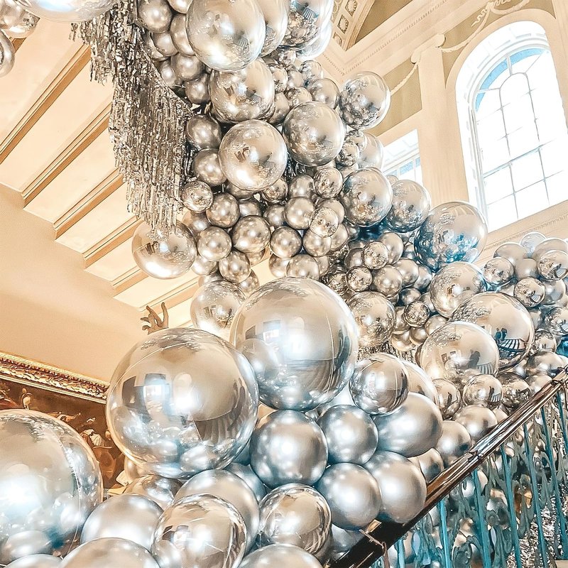 PartyWoo Silver Balloons 155 pcs Different Sizes of 18 12 10 5 Inch Silver Balloon Arch Kit Garland for Birthday Graduation Bachelorette Engagement Bridal Shower Wedding Party Decorations Silver-G102
