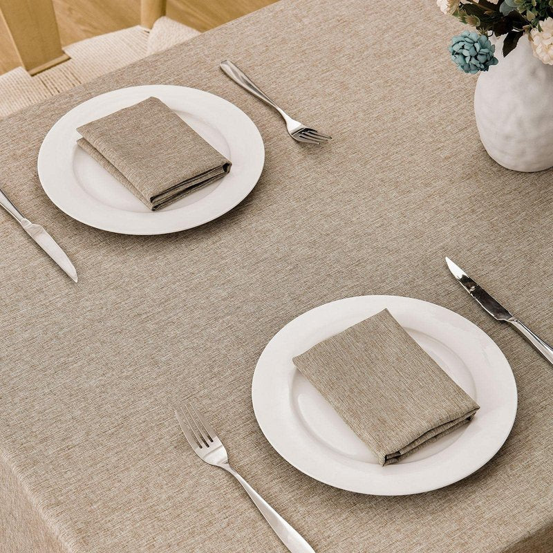 Veblandy Rectangle Tablecloth Linen Textured Waterproof & Stain Resistant Table Cloth Wrinkle Free Decorative Fabric Farmhouse Table Cover for Dining/Party/Buffet/Wedding, 60 x 84 Inch, Mocha