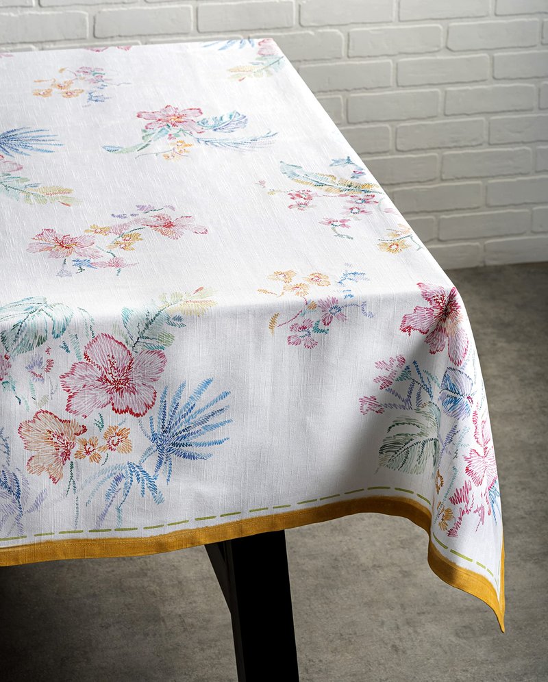 Maison d' Hermine Table Cloth Rectangle Table 100% Cotton 70 x 120 Inches Tablecloth Reusable Decorative for Dining Kitchen Room Farmhouse Home Gifts for Mothers Day Spring Summer - Paradise Island