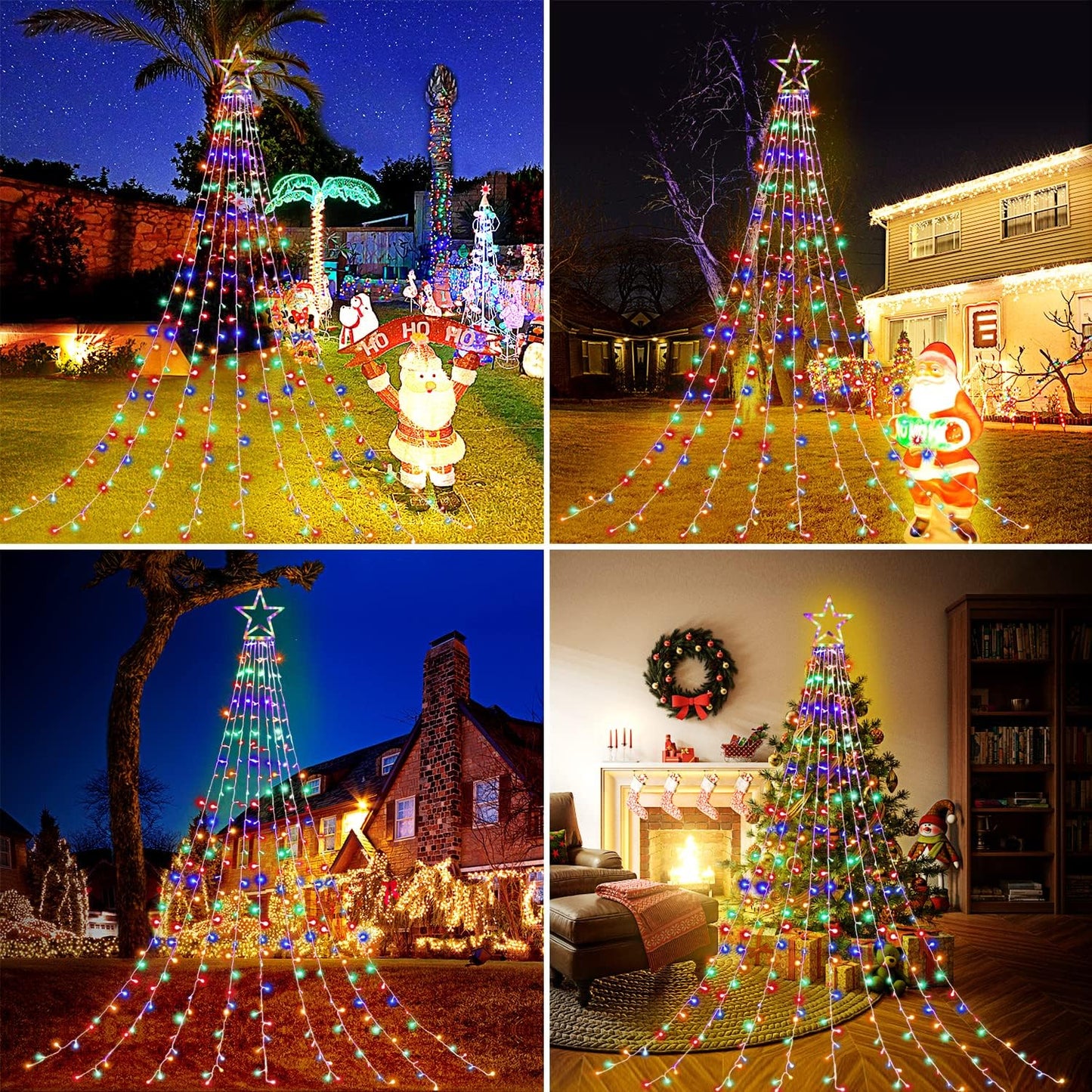 Skiennix Christmas Star String Lights - 320 LEDs Outdoor Waterfall Fairy Lights | Waterproof Decor for Holiday Parties