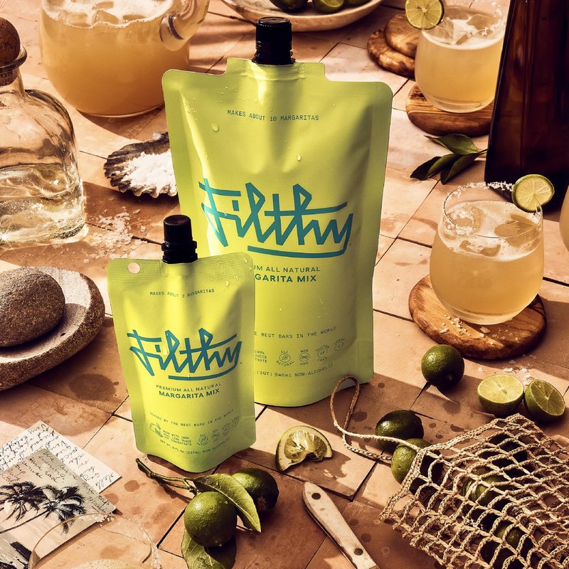 Filthy Margarita Mix, Premium Cocktail Mixer, All-Natural, Non-GMO, Vegan & Gluten-Free, Made with 100% Fresh Florida Lime Juice and Organic Agave Nectar from Jalisco Mexico, 32 Oz Pouch