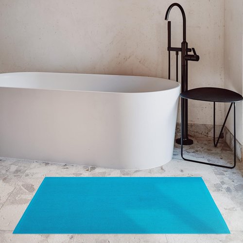 Cotton Paradise 100% Cotton Bath Mat - Soft, Absorbent, Quick-Dry | 20x34 Inch Aqua Blue Rug