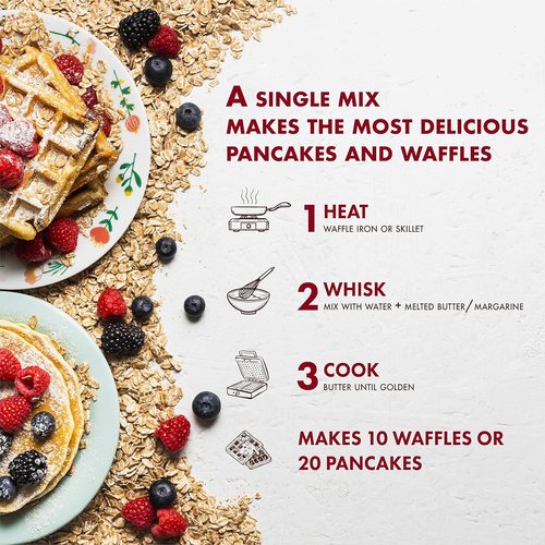 Classique Fare Belgian Waffle Mix - Light & Crisp Waffles, Pancakes, Muffins & Crepes - 16 Oz Box