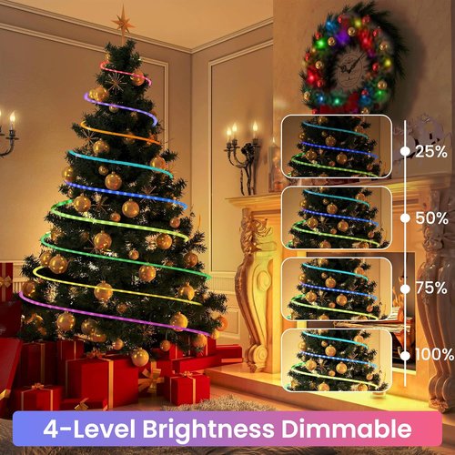 Jnaurb RGB Color Changing Rope Lights - 66ft Smart String Lights with Remote & APP Control | Waterproof Music Sync