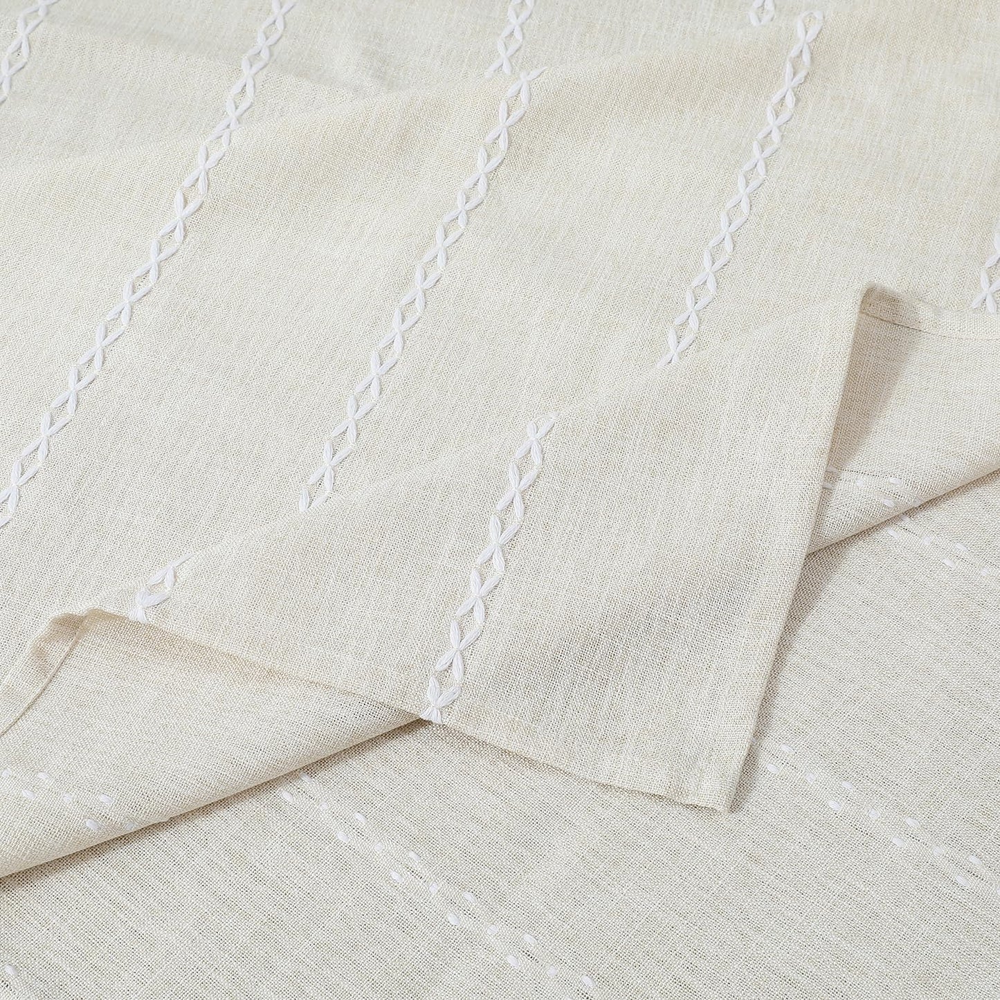 Chassic 60 x 60 inches Farmhouse Style Linen tablecloths, Wrinkle Resistant Washable Dining Room Table Cloths for Square Tables - Beige