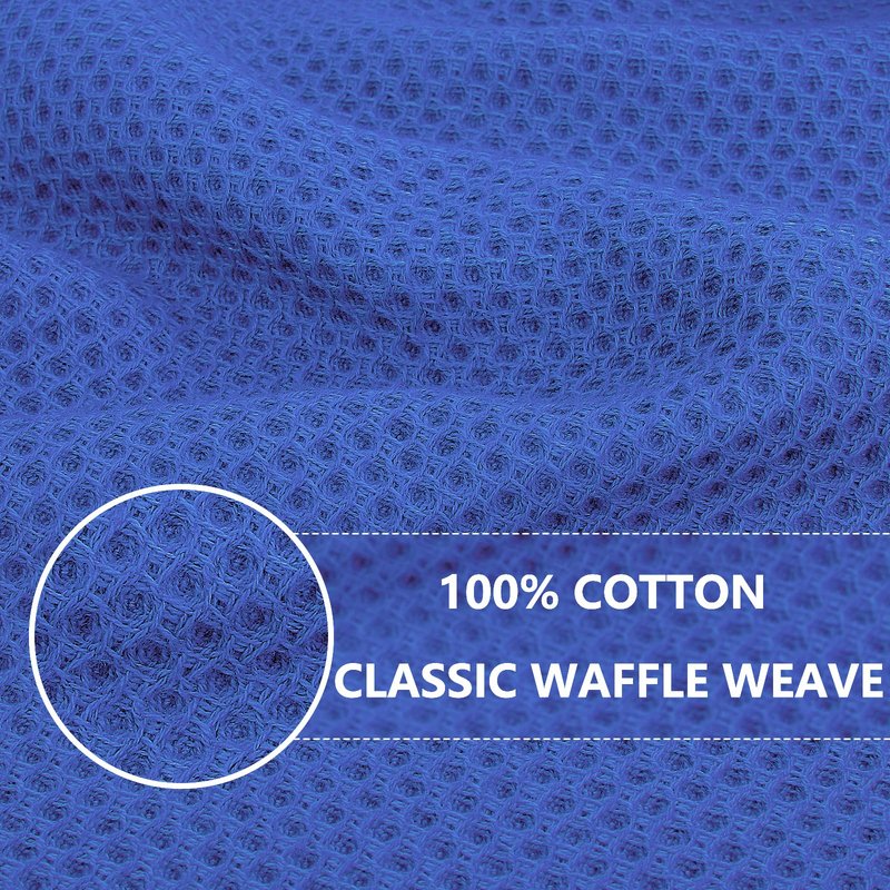 Homaxy 100% Cotton Waffle Weave Kitchen Dish Towels, Ultra Soft Absorbent Quick Drying Cleaning Towel, 13 x 28 Inches, 6-Pack, Blueberry
