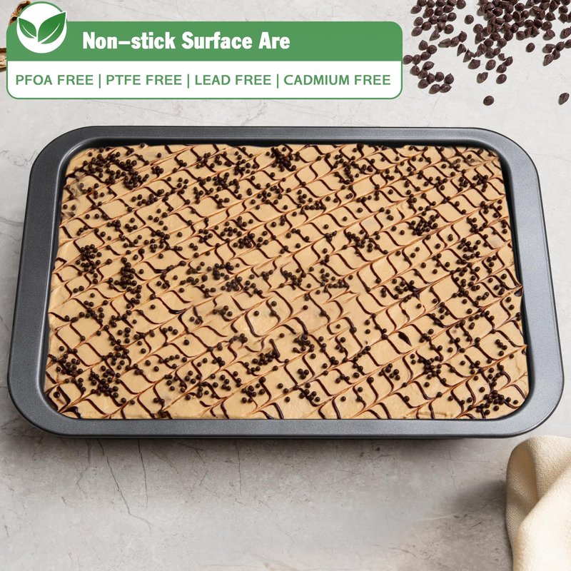 Tiawudi Cake Pan, Nonstick Baking Pan for Cake, Bread, Brownie or Lasagna, Heavy Duty Baking Dish with Diamond Texture Pattern and Wide Grips, Set of 2