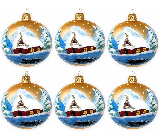 Polish Gallery Set of Six Solid Color Hand Blown Glass Balls Glass Art Christmas Ornament Glass Decor Handcrafted Christmas Decoration Made in Poland