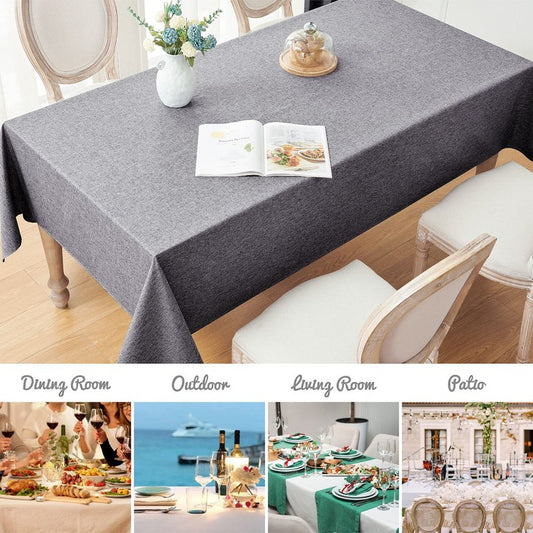 Veblandy Rectangle Tablecloth Linen Textured Waterproof & Stain Resistant Table Cloth Wrinkle Free Decorative Fabric Farmhouse Table Cover for Dining/Party/Buffet/Wedding, 60 x 120 Inch, Dark Grey