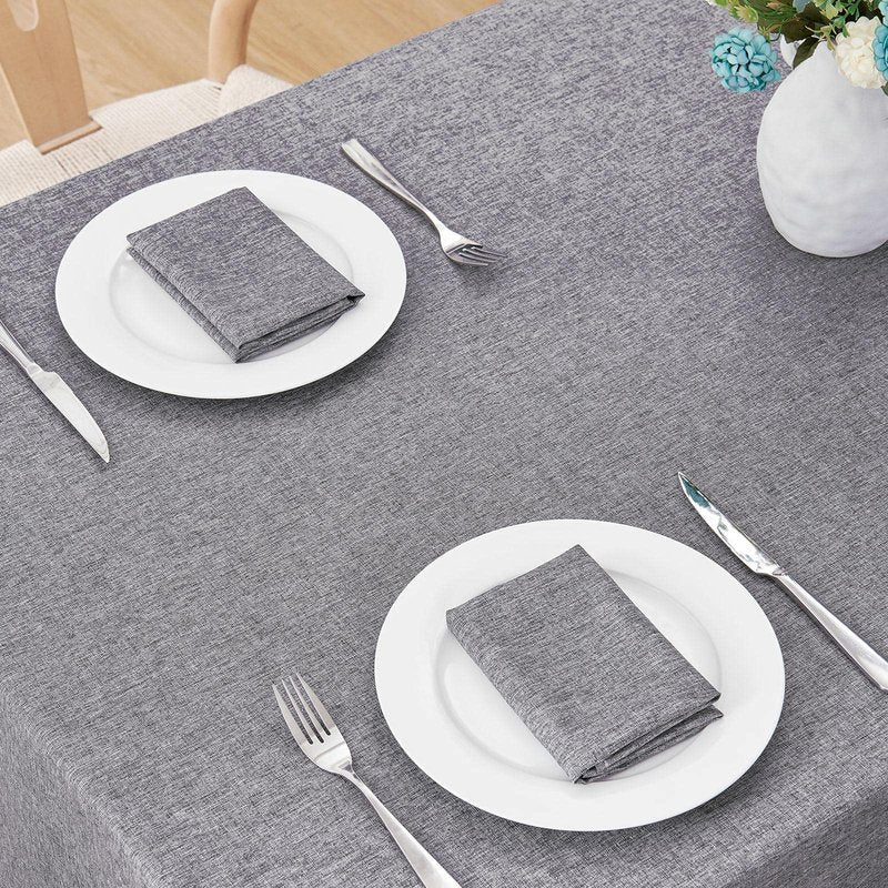 Veblandy Rectangle Tablecloth Linen Textured Waterproof & Stain Resistant Table Cloth Wrinkle Free Decorative Fabric Farmhouse Table Cover for Dining/Party/Buffet/Wedding, 60 x 120 Inch, Dark Grey
