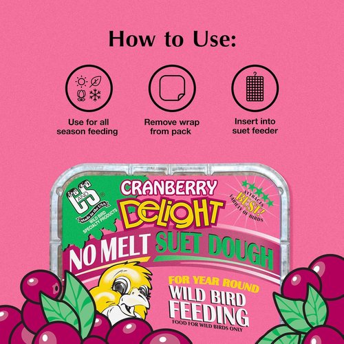 C&S Cranberry Delight Suet Cakes - No Melt Formula for Wild Birds | 8 Pack, Perfect for Robins & Blue Jays
