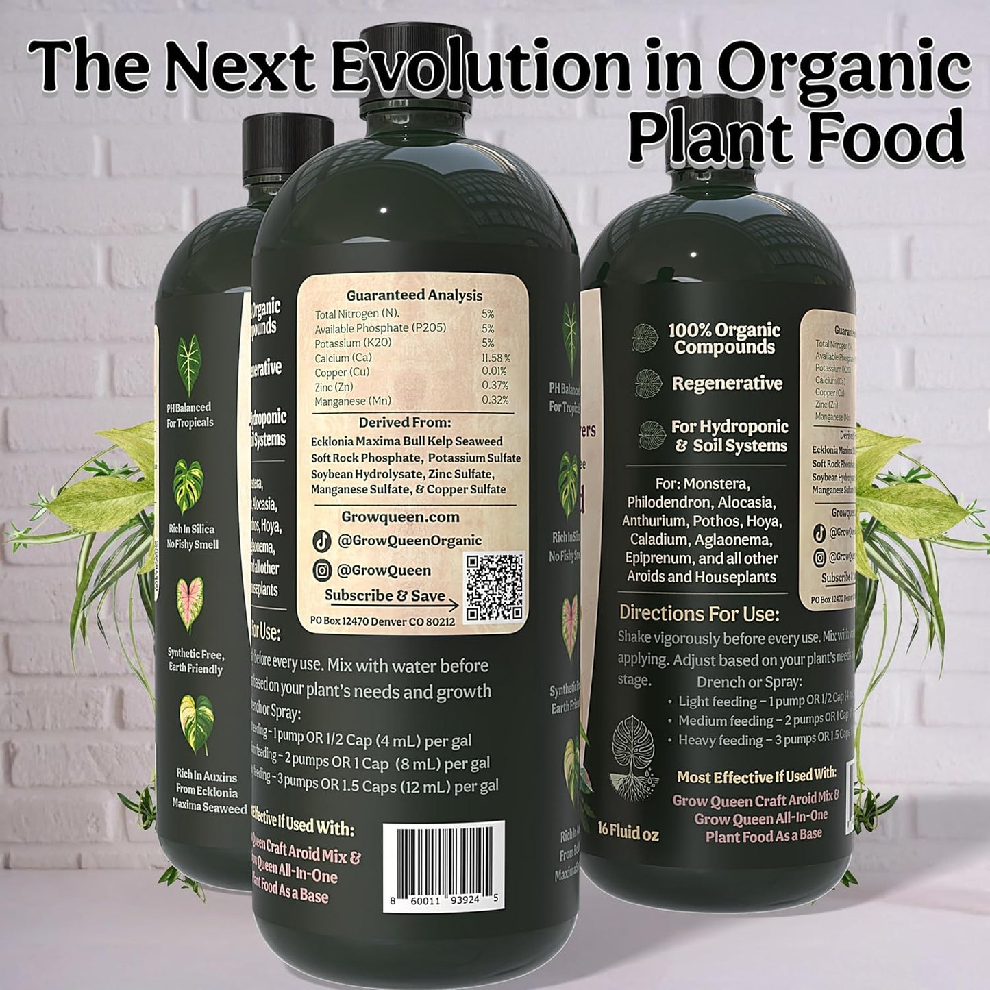 Skiennix Organic Liquid Indoor Plant Food - All-Purpose Fertilizer with Sea Kelp | 12oz Treats 75 Gallons