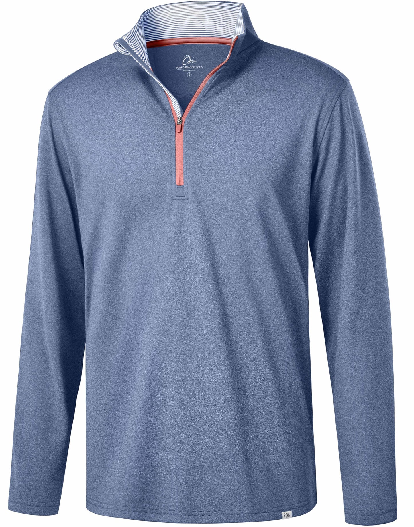 Obla Golf Quarter Zip Pullover Men Fleece Mock Neck Sweatshirt Winter Warm 1/4 Zip Long Sleeve Golf Shirt (Dusty Blue Melange_L)