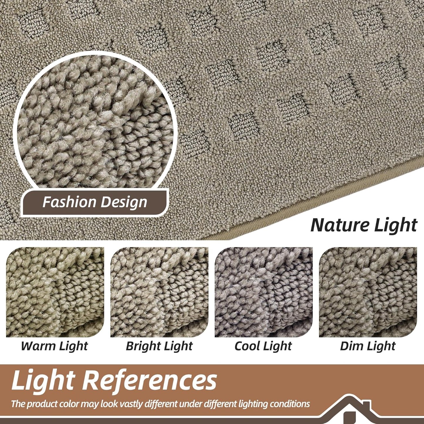 BEQHAUSE Indoor Door Mat - Non-Slip, Absorbent Washable Rug | 20"x32" Low Profile Waffle Design, Beige