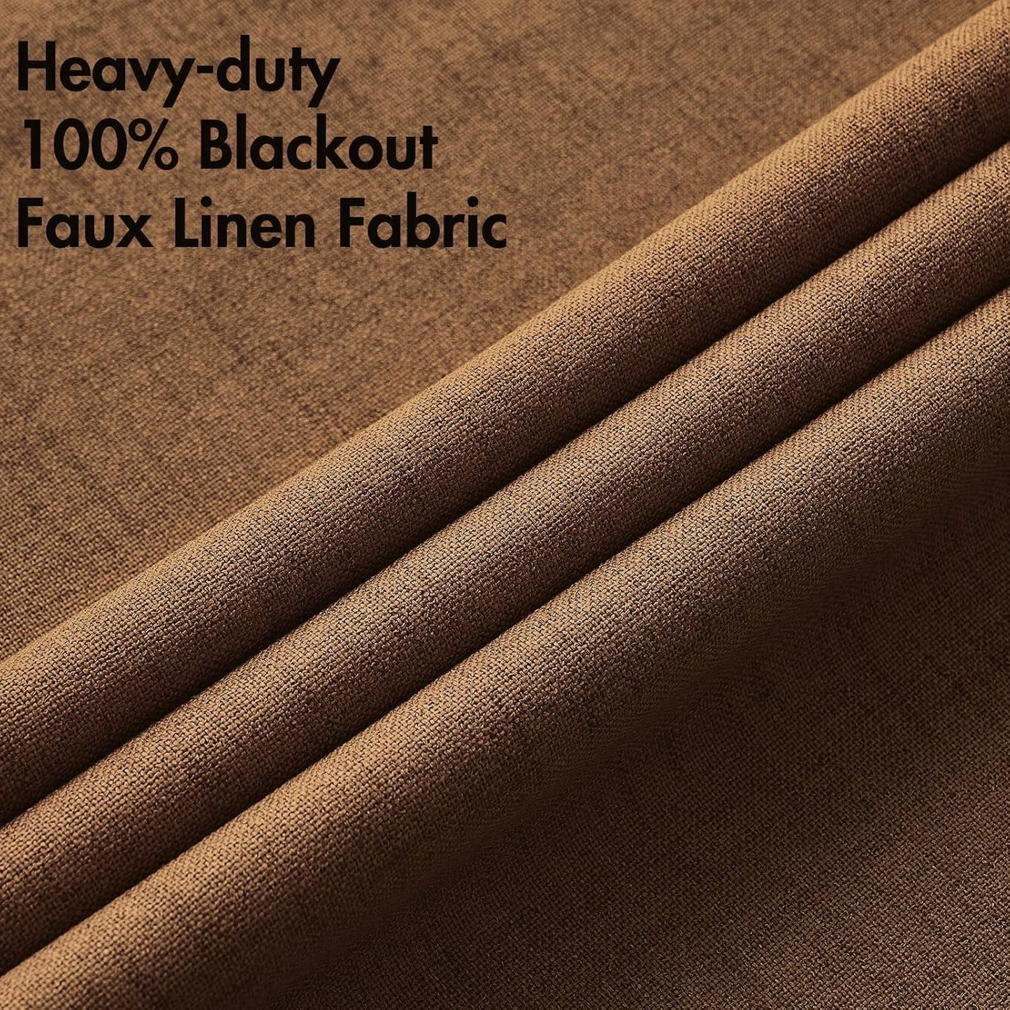 MIULEE Linen Curtains - 100% Blackout Thermal Insulated Drapes | Brown Grommet Room Darkening | 52 x 90 Inch (2 Panels)