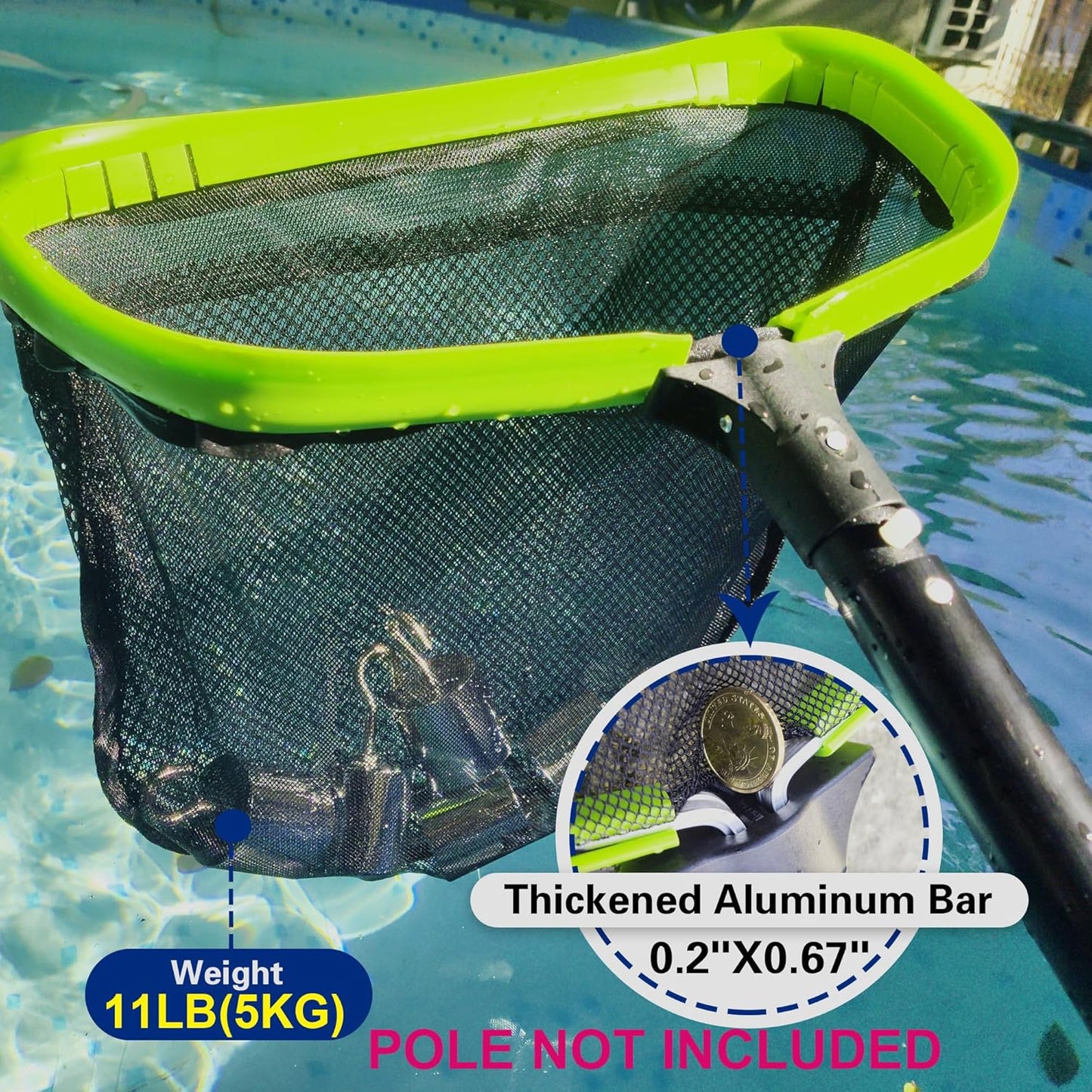 Sepetrel Pool Net - Professional Leaf Skimmer for Efficient Cleaning | Heavy-Duty Aluminum Frame & Deep Bag