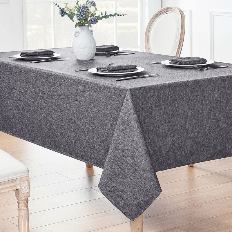 Veblandy Rectangle Tablecloth Linen Textured Waterproof & Stain Resistant Table Cloth Wrinkle Free Decorative Fabric Farmhouse Table Cover for Dining/Party/Buffet/Wedding, 60 x 120 Inch, Dark Grey