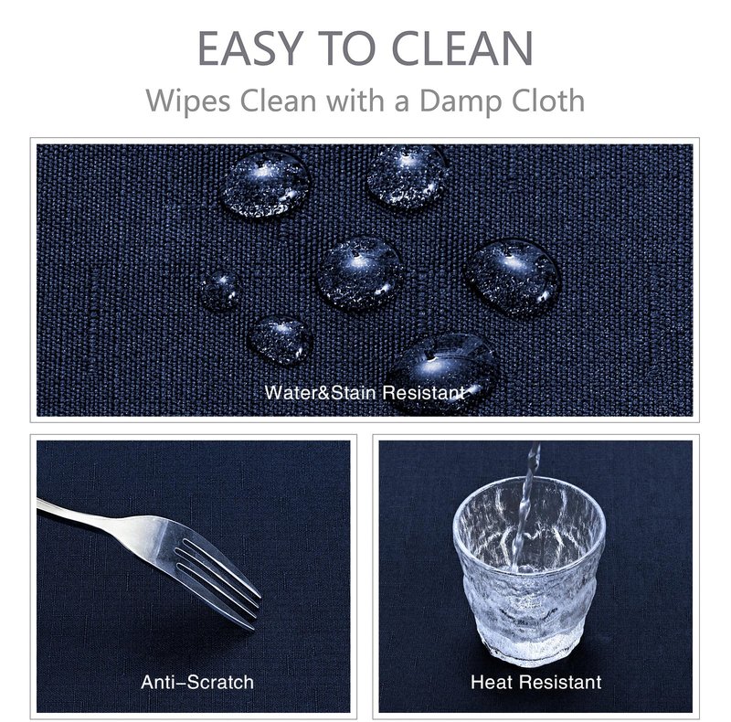 Veblandy Rectangle Tablecloth Waterproof 60x84 inch Linen Textured Table Cloth Stain and Wrinkle Resistant Washable, Decorative Fabric Table Cover for Dining, Party and Camping, Navy Blue