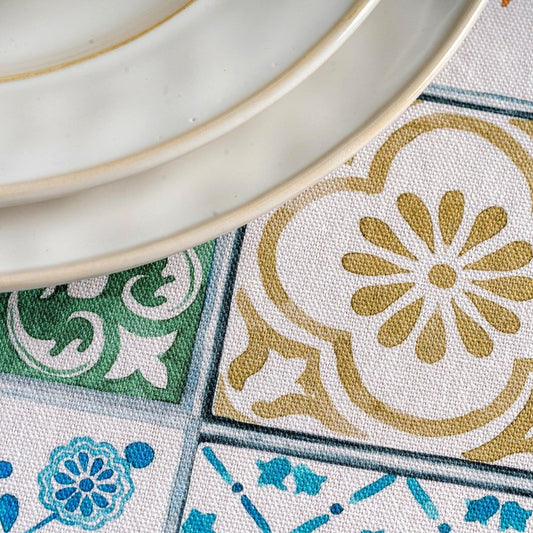 Maison d' Hermine Table Cloth Round Table 100% Cotton 63 Round Inches Tablecloth Reusable Decorative for Dining Kitchen Room Farmhouse Home Gifts for Mothers Day Spring Summer - Agrume