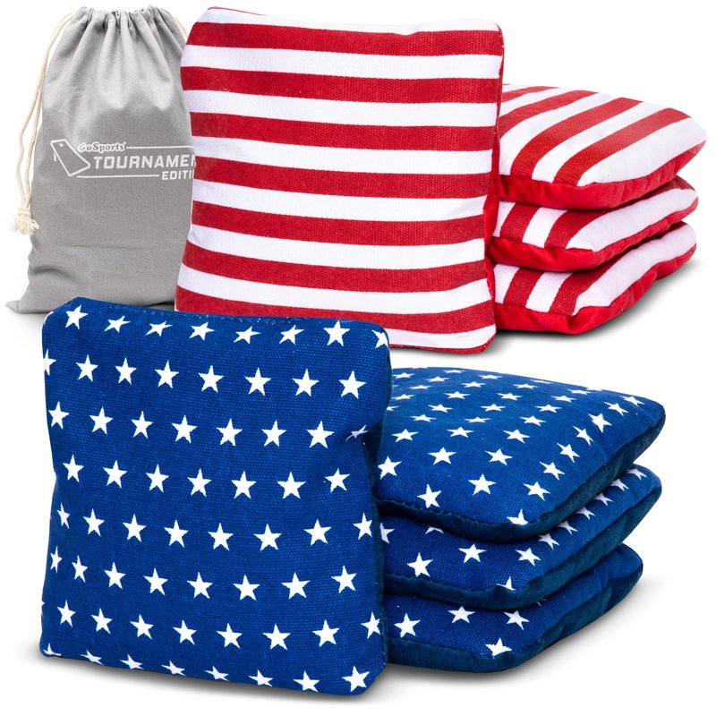 GoSports Dual Sided Cornhole Bean Bags Slide & Stop Regulation Tournament Bean Bags Set of 8
