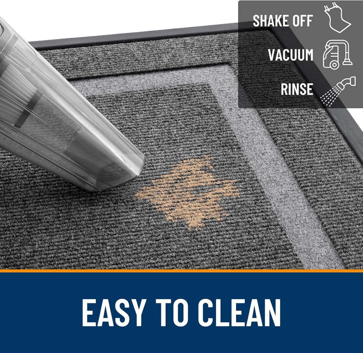 OLANLY Waterproof Front Door Mat - All-Season Indoor/Outdoor Doormat, Sturdy Rubber, Easy Clean | 29.5x17, Dark Grey