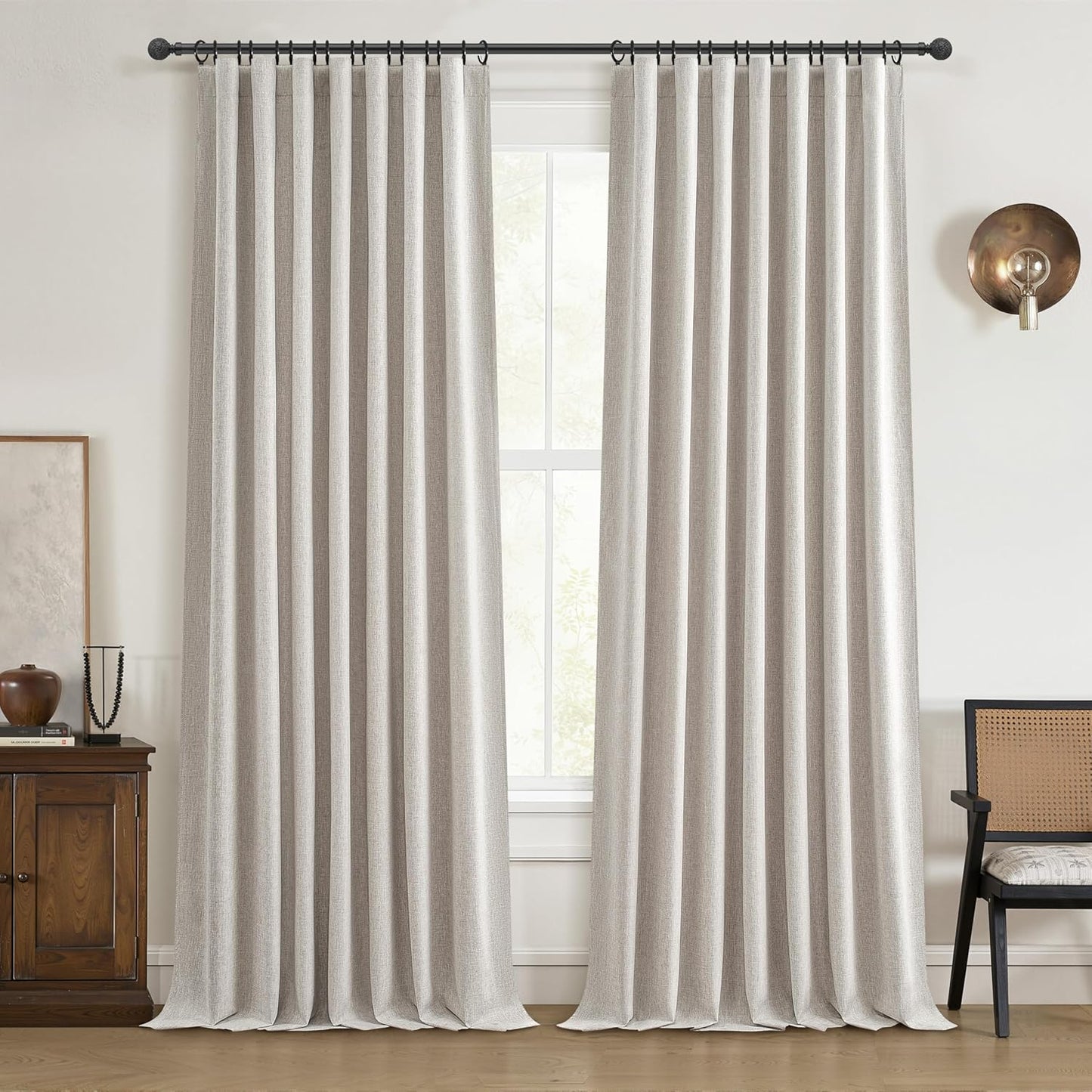Skiennix 100% Blackout Curtains - 84 Inch Length, Thermal Insulated, Natural Ivory | 2 Panels Set for Bedroom & Living Room