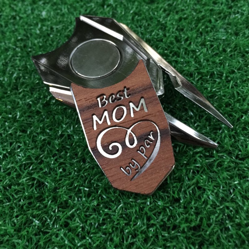 The Quintessential Hostess Best MOM by Par Teak Wood Divot Tool Golf Ball Marker Mom Gift Mother's Day