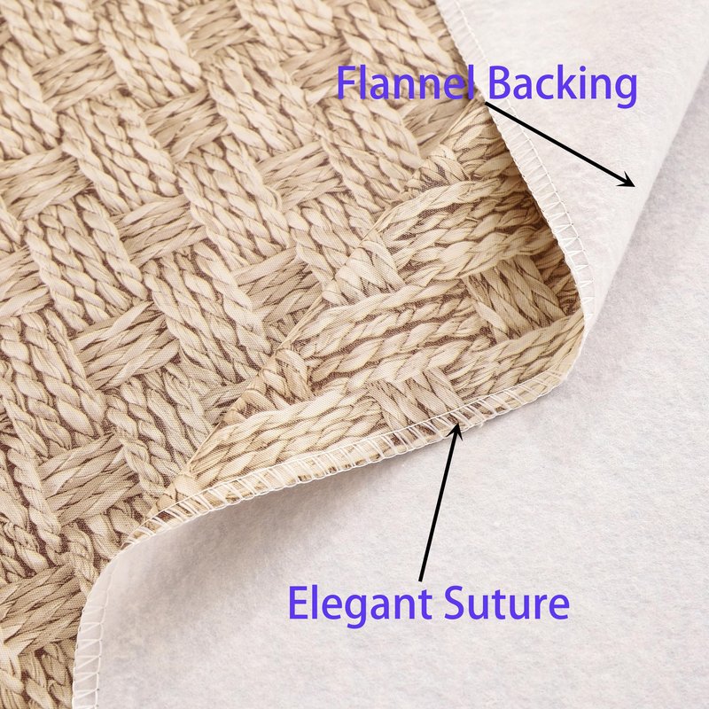 Walrus Heavy Duty Vinyl Tablecloth with Flannel Backing Waterproof Oil-Proof Plastic Table Cloth Stain-Resistant Wipeable Rectangle or Square Table Cover for Indoor and Outdoor (Weave, 60X84 Inch)