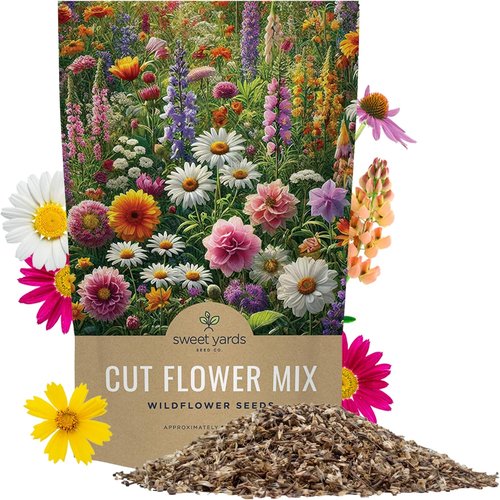 Cut Flower Garden Seeds - Non-GMO Wildflower Seeds in Bulk | 1/4 Pound Bag with 30,000+ Seeds
