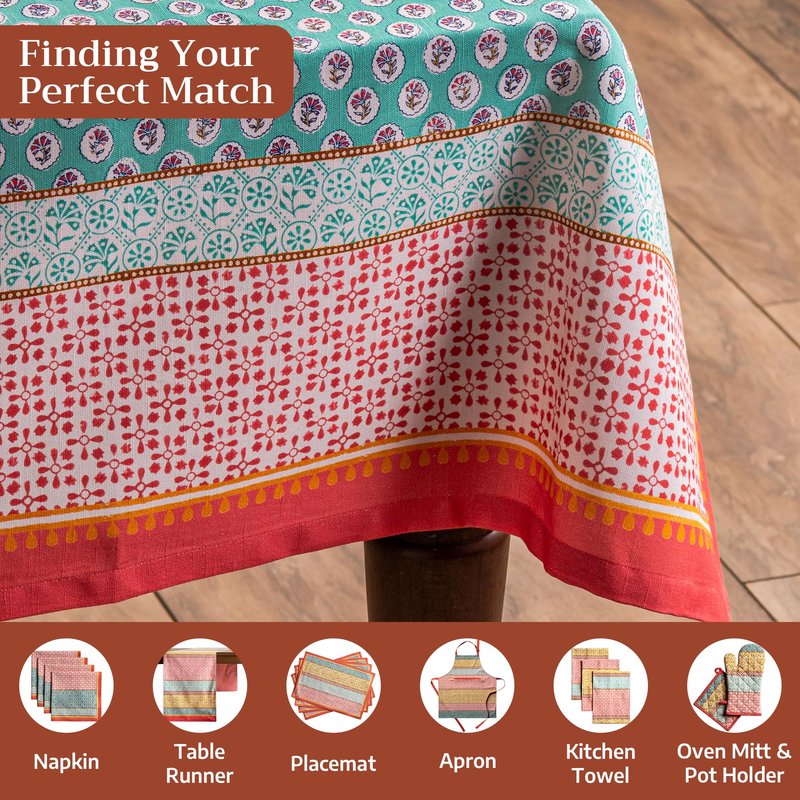 Maison d' Hermine Table Cloth Rectangle Table 100% Cotton 60 x 90 Inches Tablecloth Reusable Decorative for Dining Kitchen Room Farmhouse Home Gifts for Mothers Day Spring Summer - Provence