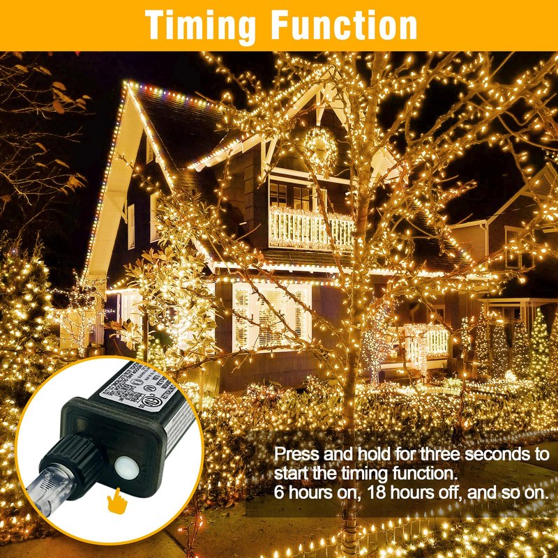 WASTROYAL 100FT Warm White String Lights – 300 LED Extra Long Waterproof Fairy Lights on Clear Wire, Plug-in Indoor Outdoor Decorations for Christmas, Wedding, Patio, Bedroom, Party