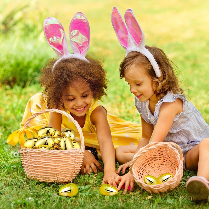 OCTERIC 60 Pcs Shiny Golden Metallic Easter Eggs Bulk, 2.3 ", Fillable Gold Empty Eggs for Fillling Treats, Easter Hunt Basket Suffers Fillers, Easter Theme Party Favors Classroom Prize Supplies