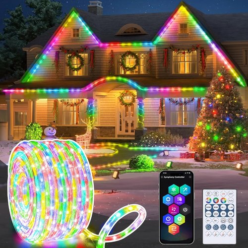 Jnaurb RGB Color Changing Rope Lights - 66ft Smart String Lights with Remote & APP Control | Waterproof Music Sync