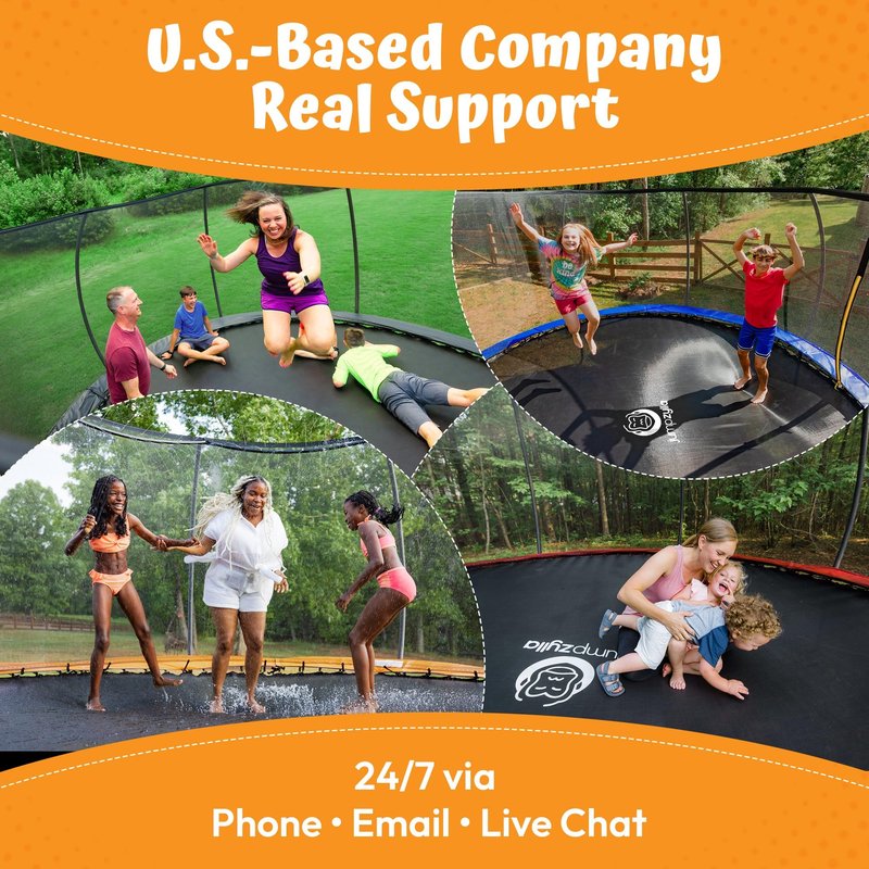 JUMPZYLLA Trampoline Outdoor 8FT 10FT 12FT 14FT 15FT 16FT with Enclosure and Ladder, ASTM Approved Recreational Trampoline for Kids and Adults, Anti-Rust Coated Frame (Pink, 14FT)