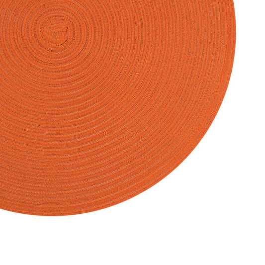 SHACOS Round Placemats Set of 4 for Dining Table Autumn Fall Round Braided Place Mats Washable Non Slip Kitchen Table Mats Decor, Bright Orange