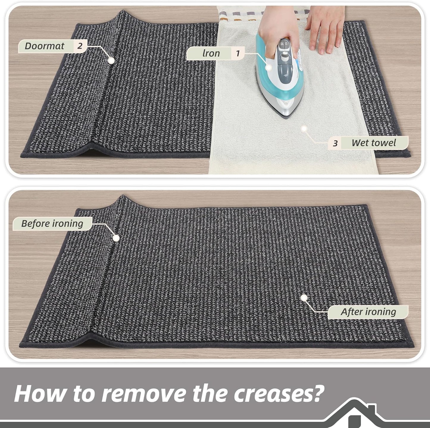 BEQHAUSE Dirt Trapper Door Mat - Non-Slip, Washable & Absorbent | 20" x 32" Charcoal Entryway Mat