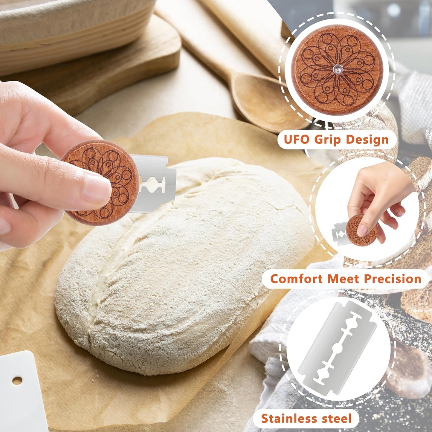 UFO Bread Lame Cutter - Sourdough Scoring Tool with 5 Blades & Storage Cover | Perfect for Artisan Bread