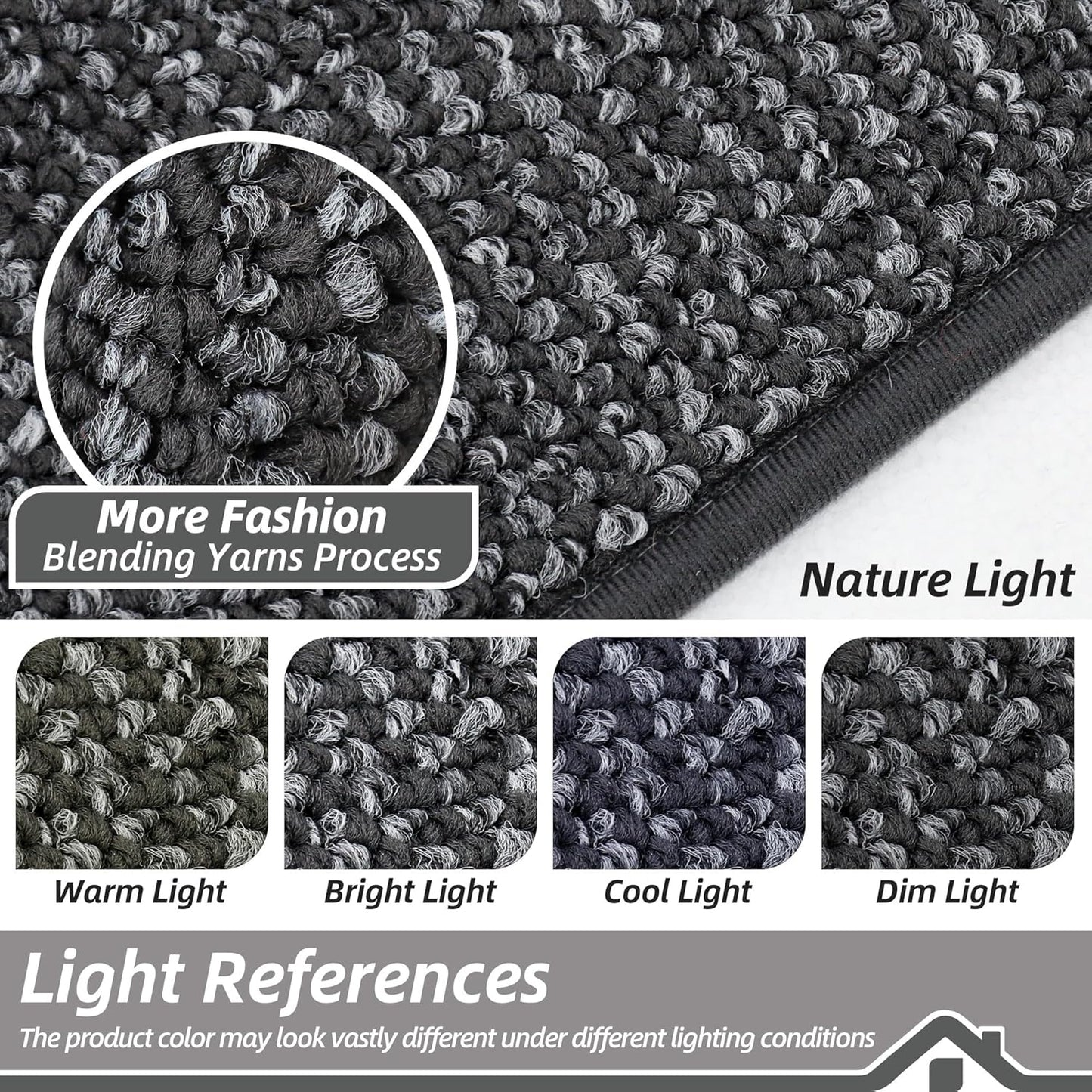 BEQHAUSE Dirt Trapper Door Mat - Non-Slip, Washable & Absorbent | 20" x 32" Charcoal Entryway Mat
