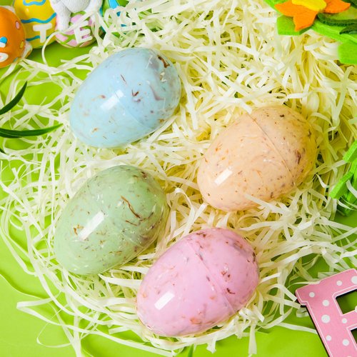 JOYIN 12 PCS Plastic Easter Marble Printed Eggs, 3.15" Multicolor Fillable Empty Eggs for Easter Hunt, Basket Stuffers, Candy Treats, Classroom Prize, Holiday Supplies and Party Favor