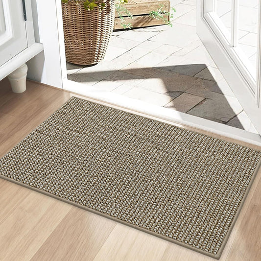BEQHAUSE Dirt Trapper Door Mat - Non-Slip, Washable, Absorbent Entrance Mat | 20" x 32", Light Beige