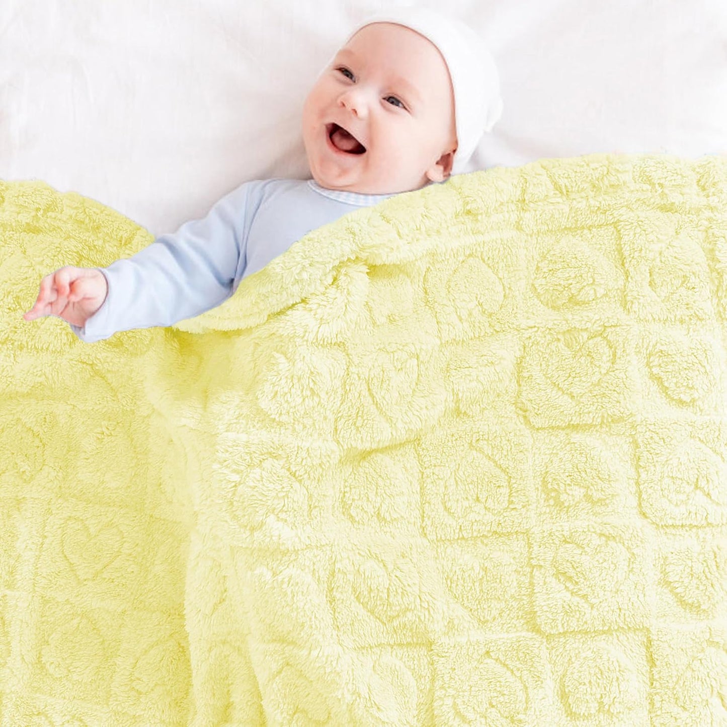 Yurhap Fleece Baby Blanket - Ultra Soft Heart Checkered Design | Cozy 30”×40” Blanket for Infants