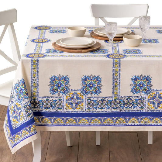 Maison d' Hermine Premium Table Cloth Rectangle Table 100% Combed Cotton 120 x 70 Inches Tablecloth Reusable Decorative for Dining Room, Farmhouse, Home, Party, Festive & Wedding - Sciacca