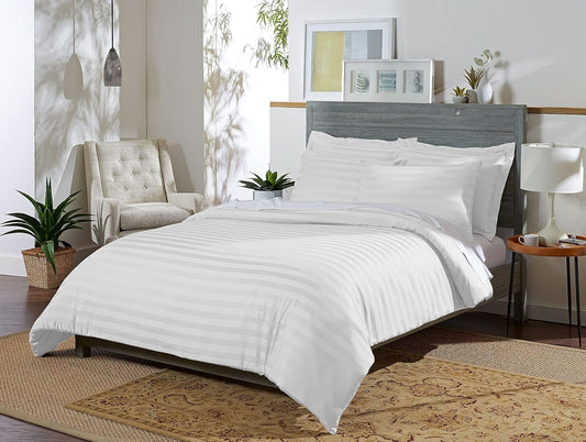 Pure Bamboo King Duvet Cover Set - Luxuriously Soft 100% Organic Viscose | Includes 2 Pillowcases (Jacquard White)