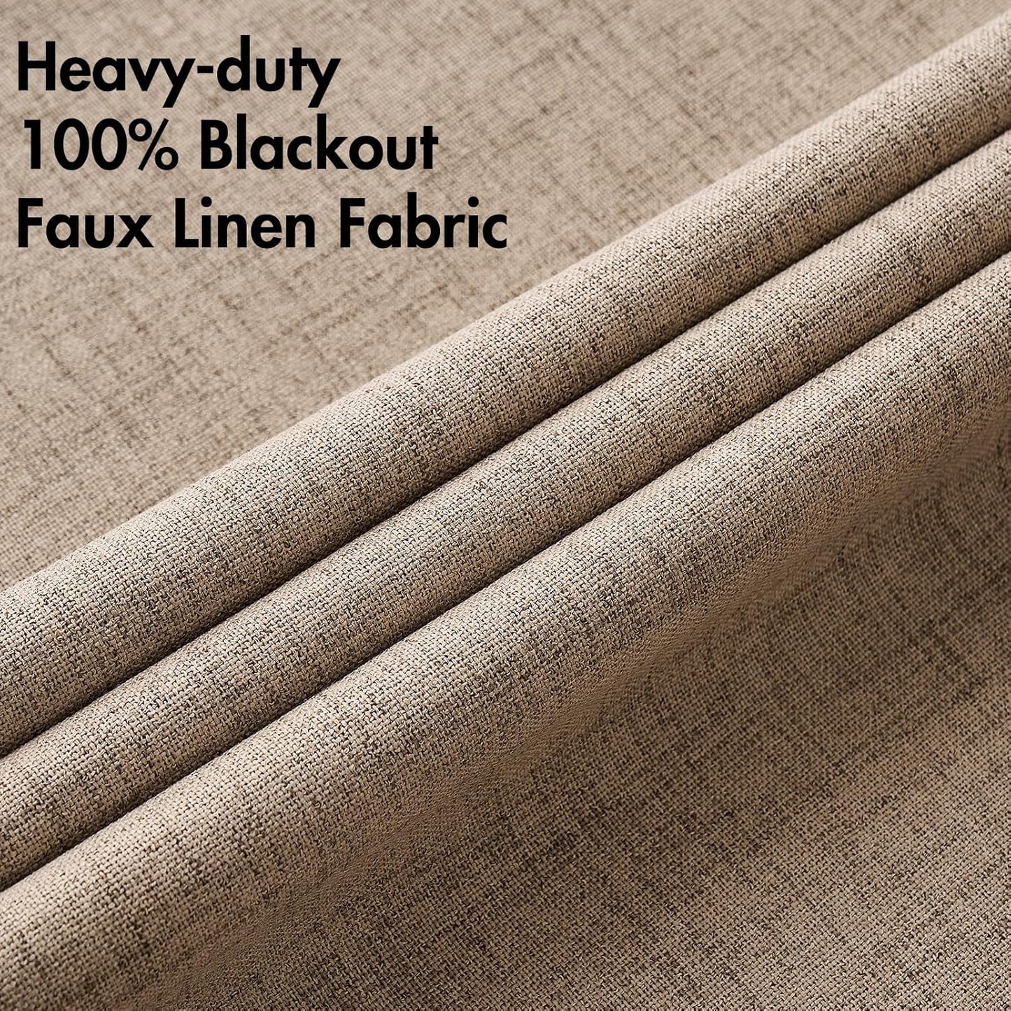 MIULEE Blackout Linen Textured Curtains - Thermal Insulated Room Darkening Drapes | Copper Brown, 52 x 108 Inch (2 Panels)