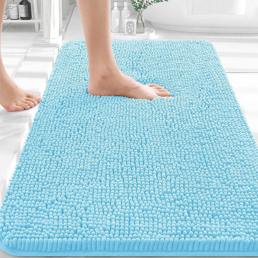 OLANLY Bath Rugs - Extra Soft Chenille, Quick-Dry & Machine Washable | 30x20, Sky Blue