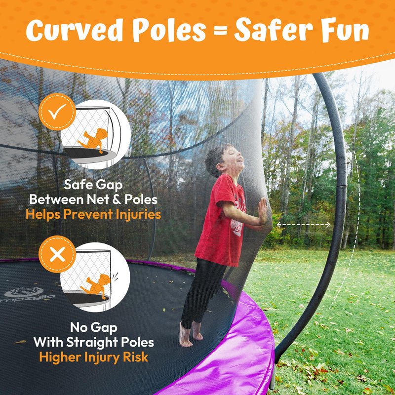 JUMPZYLLA Outdoor Trampoline with Net for Kids 10FT 12FT 14FT 15FT 16FT